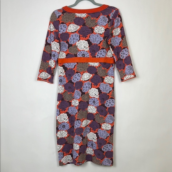 Boden Purple and Orange Sheath Midi Dress with 3/4 Sleeves and V-Neck US6 - Picture 2 of 11